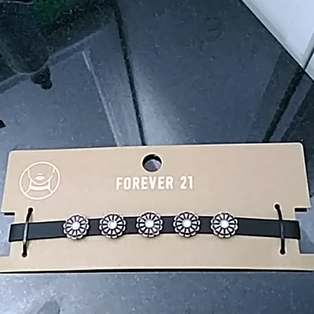 4/$10 Forever 21 Choker Necklace Black/Silver Lot 2061